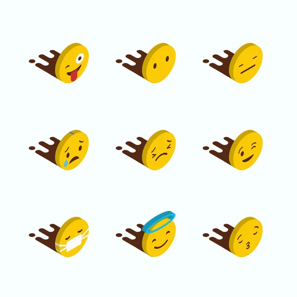 Set Gele Emojis Ontwerp Vector — Stockvector