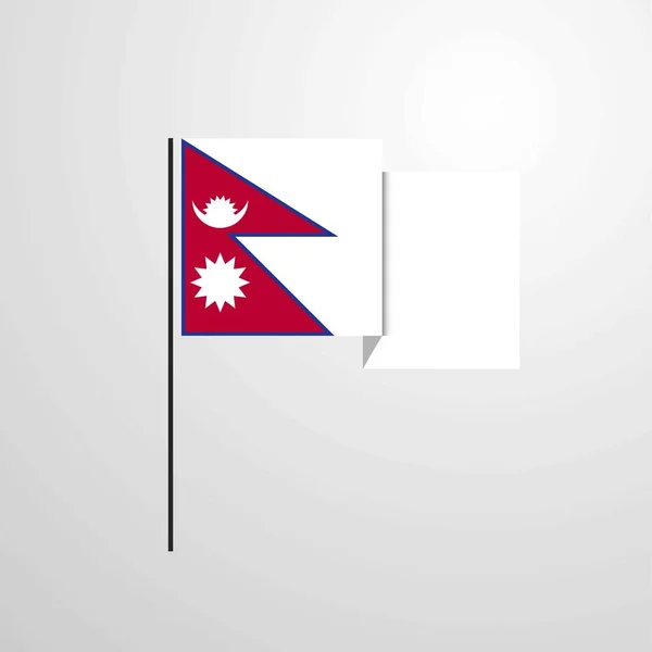Nepal Ondeando Bandera Diseño Vector — Vector de stock