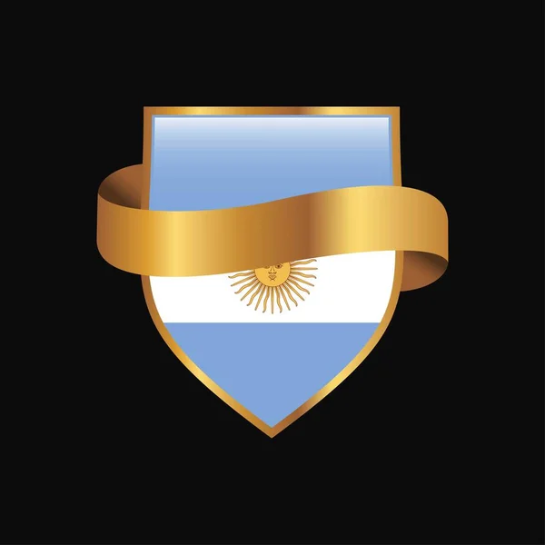 Bandeira Argentina Golden Badge Design Vector — Vetor de Stock