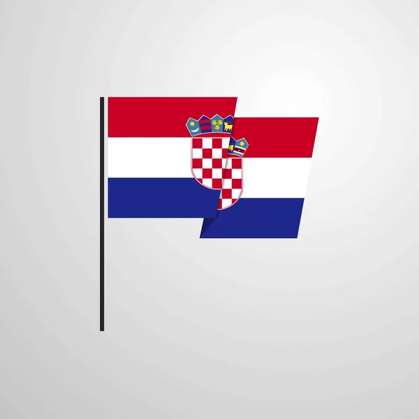 Κροατία Κυματίζει Σημαία Διανυσματική Σχεδίαση — Διανυσματικό Αρχείο