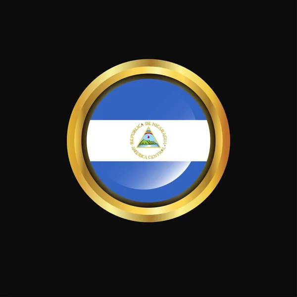 Nicarágua Bandeira Botão Dourado —  Vetores de Stock