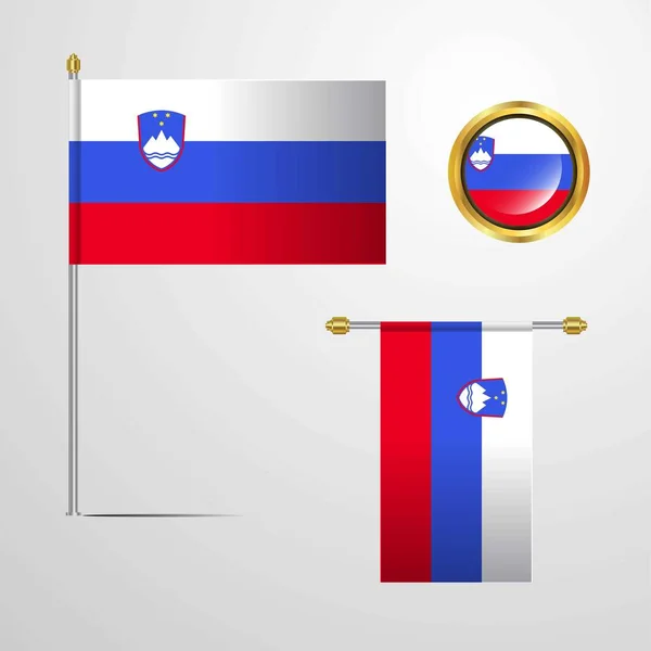 Slovenië Vlag Pictogram Vectorillustratie — Stockvector