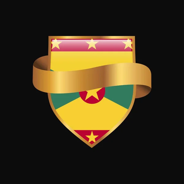 Grenada Vlag Gouden Badge Ontwerp Vectorillustratie — Stockvector