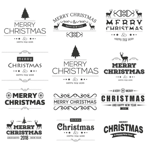 Frohe Weihnachten Typografie Set Vektor — Stockvektor