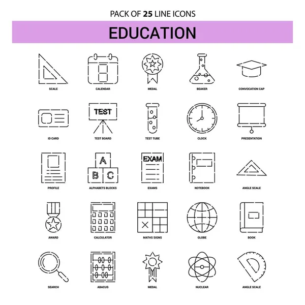 Education Line Icon Set Gestrichelte Umrisse — Stockvektor