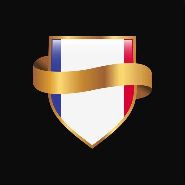 Bandera Francia Golden Badge Design Vector — Vector de stock