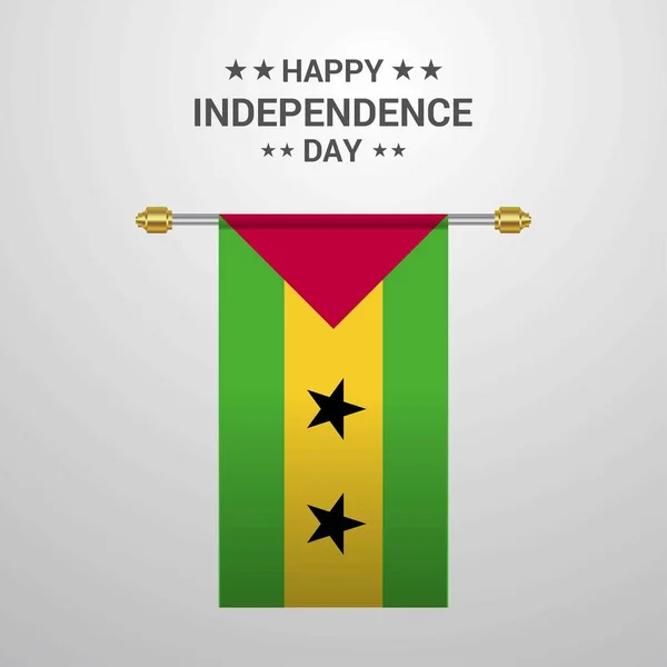 Dzień Niepodległości Sao Tome Principe Wisi Flaga Tło — Wektor stockowy