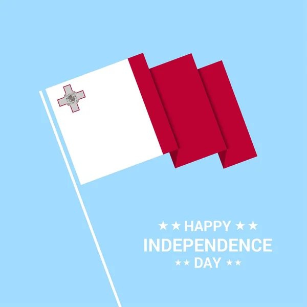 Malta Día Independencia Diseño Tipográfico Con Vector Bandera — Archivo Imágenes Vectoriales