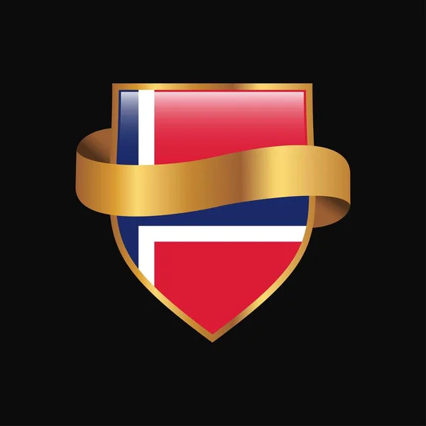 Drapeau Norvège Insigne Doré Vecteur Conception — Image vectorielle
