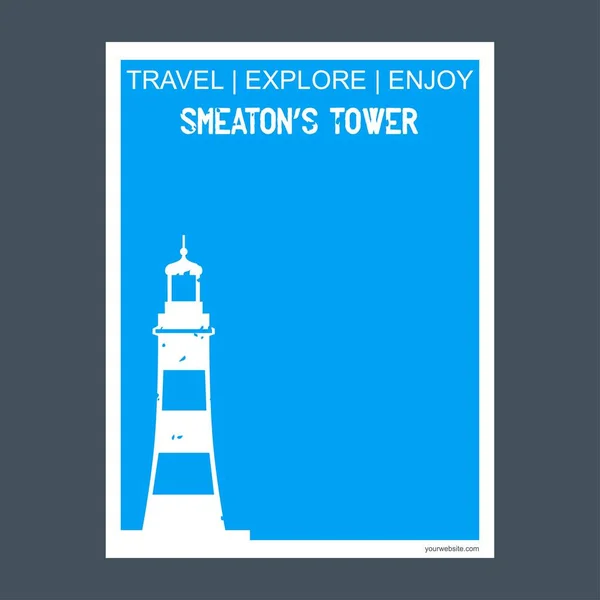 Torre Smeaton Suroeste Inglaterra Monumento Folleto Hito Estilo Plano Tipografía — Vector de stock