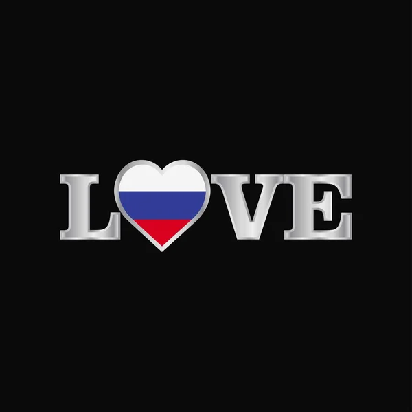 Kärlek Typografi Med Ryssland Flaggan Design Vektor — Stock vektor