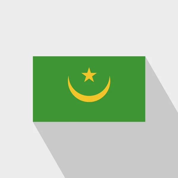 Mauritania Bandera Long Shadow Vector Diseño — Vector de stock