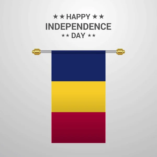 Tchad Jour Indépendance Pendaison Drapeau Fond — Image vectorielle