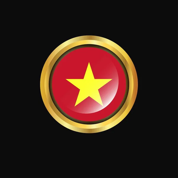 Flaga Wietnamu Złoty Przycisk — Wektor stockowy