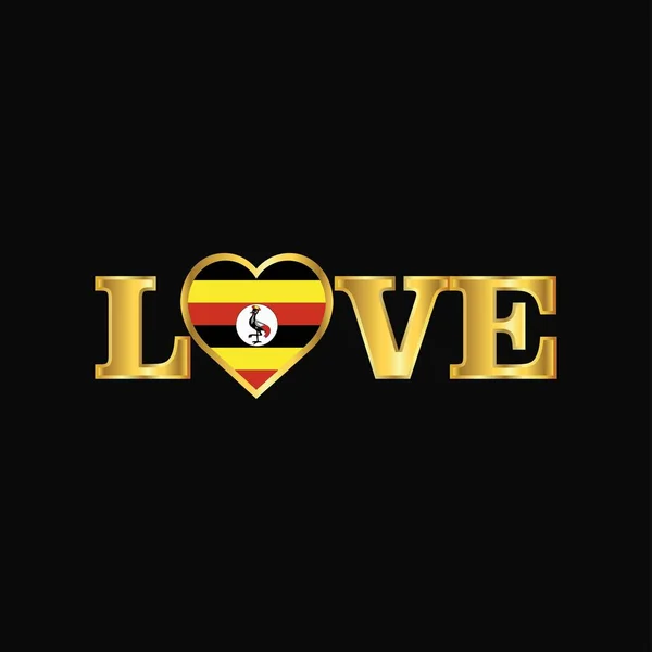 ゴールデン愛タイポグラフィ ウガンダの国旗デザイン ベクトル — ストックベクタ