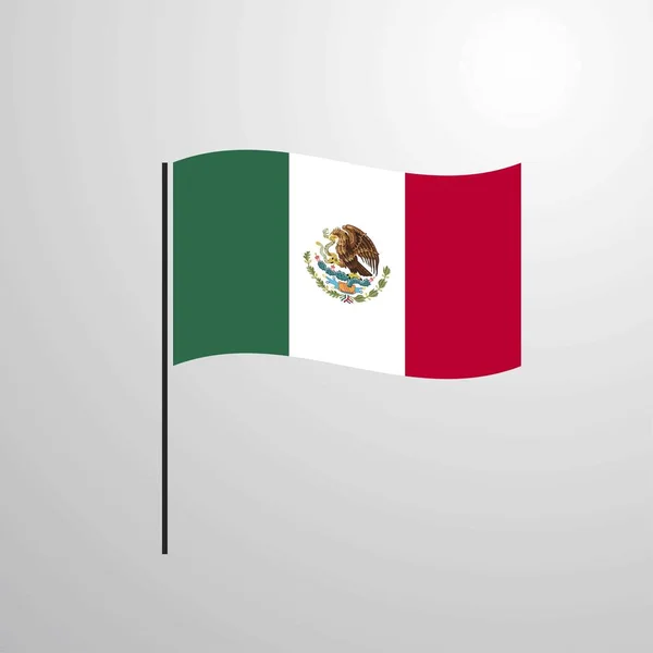 México Ondeando Bandera Ilustración Vectorial — Vector de stock