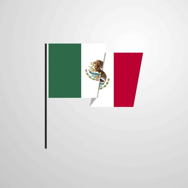 Meksyk Macha Flagą Projekt Wektor — Wektor stockowy