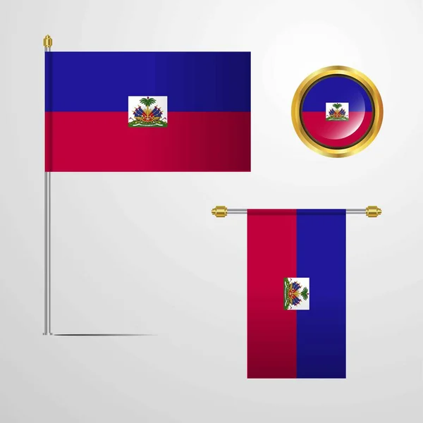 Haiti Bandiera Icona Vettoriale Illustrazione — Vettoriale Stock