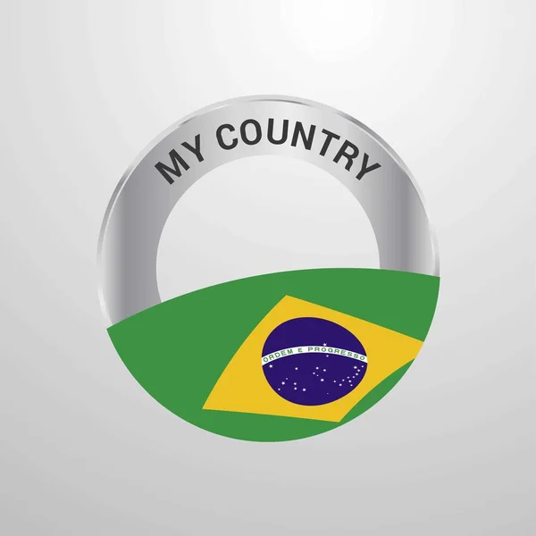 Brasilien Mitt Lands Flagg Badge — Stock vektor