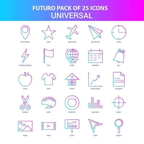 Mavi Pembe Futuro Evrensel Icon Pack — Stok Vektör