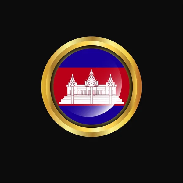 Drapeau Cambodge Bouton Doré — Image vectorielle