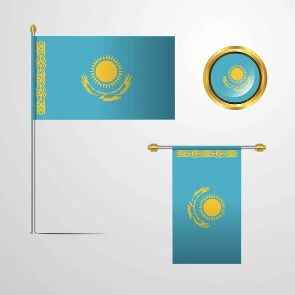 Kazajstán Bandera Icono Vector Ilustración — Vector de stock