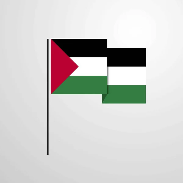 Palestina Zwaaien Vlag Ontwerp Vector — Stockvector