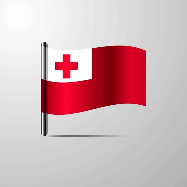 Tonga Ondeando Shiny Flag Vector Diseño — Vector de stock