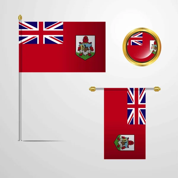 Bermuda Bandera Icono Vector Ilustración — Vector de stock