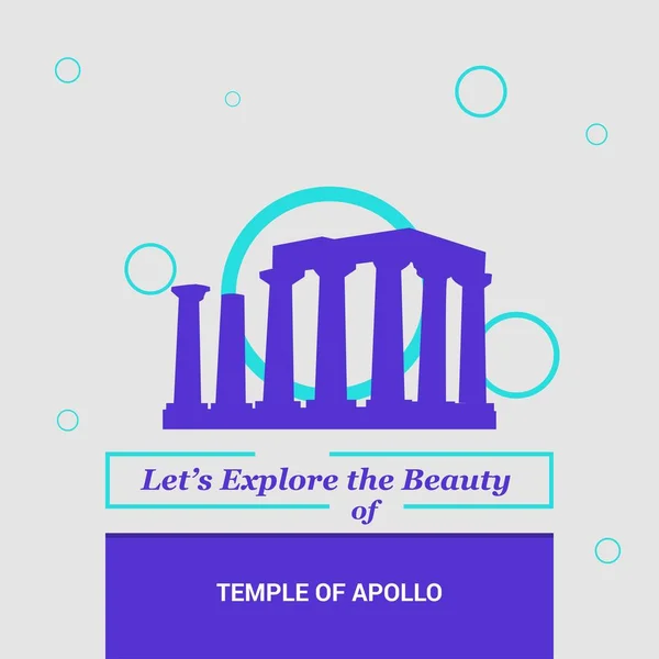 Exploremos Belleza Del Templo Apolo Ática Grecia Puntos Referencia Nacionales — Vector de stock