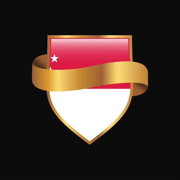 Bandera Singapur Golden Badge Design Vector — Archivo Imágenes Vectoriales
