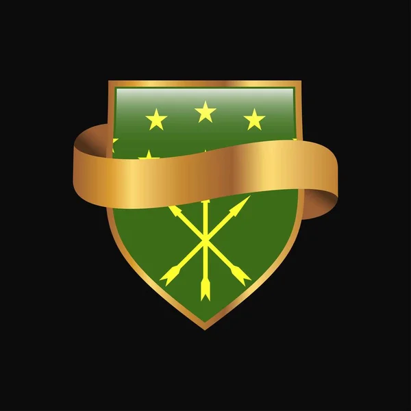 Adygea Bandera Oro Insignia Diseño Vector — Vector de stock