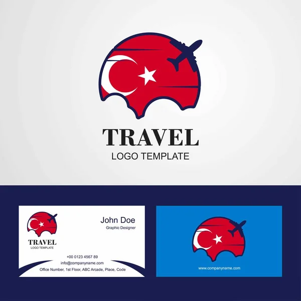 Resor Turkiet Flagga Logotyp Och Visitkort — Stock vektor