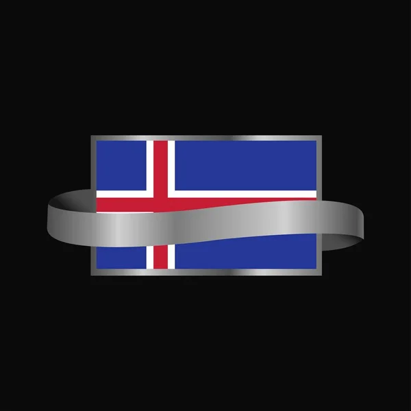 Flaga Islandii Projekt Transparent Wstążka — Wektor stockowy