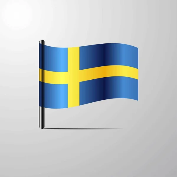Suecia Ondeando Shiny Flag Vector Diseño — Archivo Imágenes Vectoriales