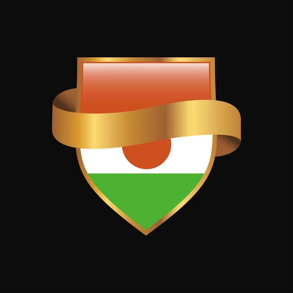 Bandera Níger Golden Badge Design Vector — Vector de stock