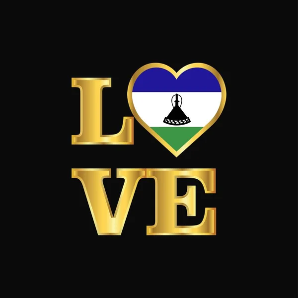 Tipografía Amor Lesotho Flag Design Vector Gold Lettering — Archivo Imágenes Vectoriales