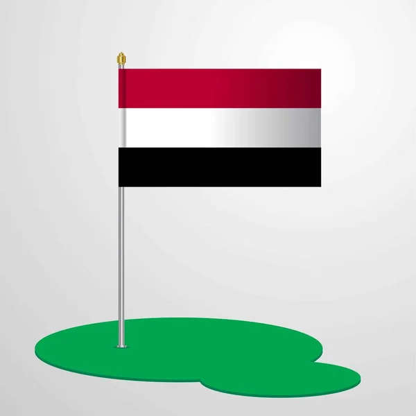Jemen Flaggstång Vektorillustration — Stock vektor