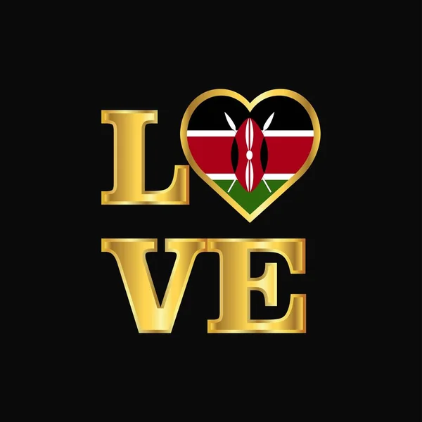 Tipografía Del Amor Kenya Flag Design Vector Gold Lettering — Archivo Imágenes Vectoriales