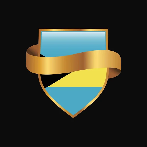 Bandera Bahamas Golden Badge Design Vector — Vector de stock