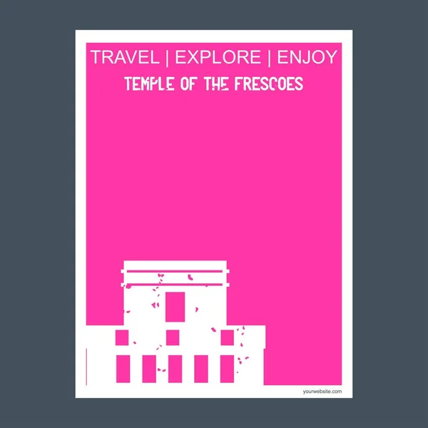 Temple Fresoes México Monument Landmark Brochure Estilo Plano Tipografía Vector — Vector de stock