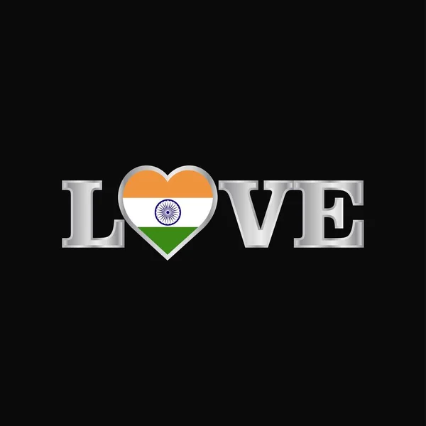 Amo Tipografia Con India Bandiera Vettore Progettazione — Vettoriale Stock