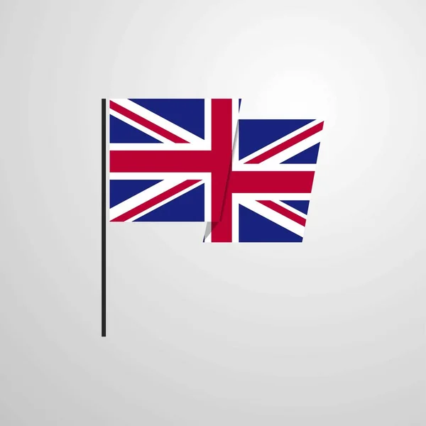 Reino Unido Ondeando Vector Diseño Bandera — Vector de stock