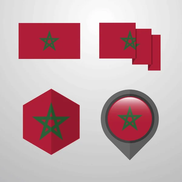 Marokko Flagge Design Set Vektor — Stockvektor