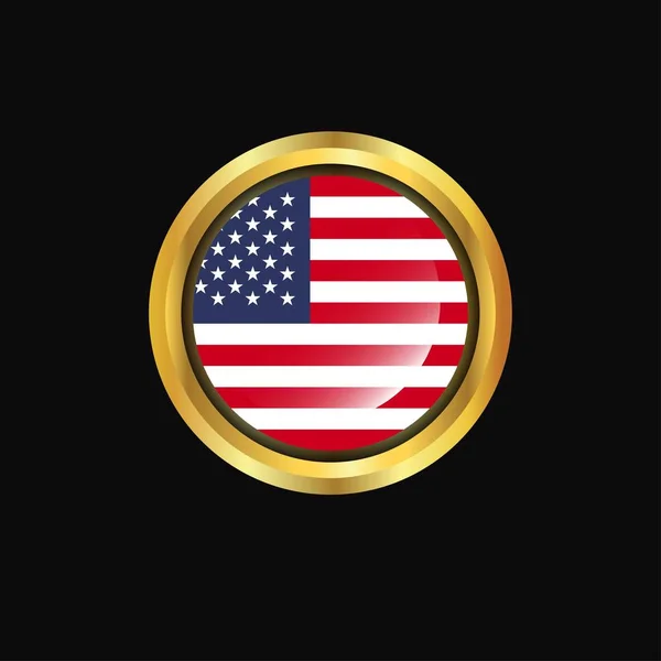Estados Unidos América Bandeira Golden Button —  Vetores de Stock