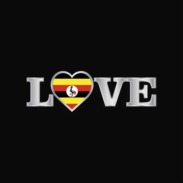 ウガンダ国旗デザインのベクトルとタイポグラフィーを愛します — ストックベクタ