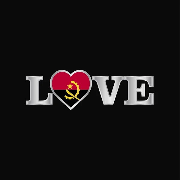 Love Typography Angola Flag Design Vector — Stock Vector