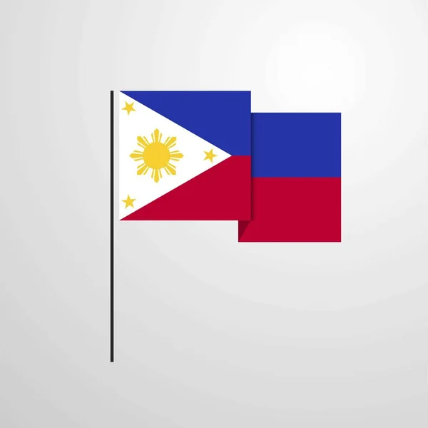 Phillipines Waving Flag Design Vector — Stock Vector
