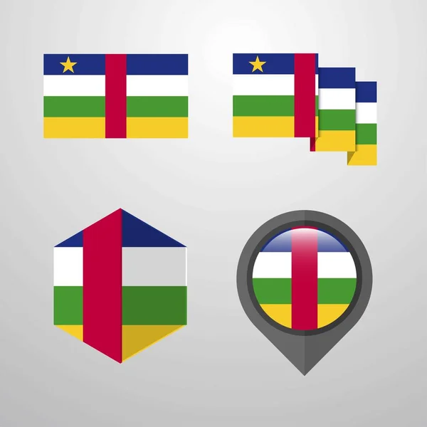 中央アフリカ共和国の旗のデザインのベクトルを設定 — ストックベクタ
