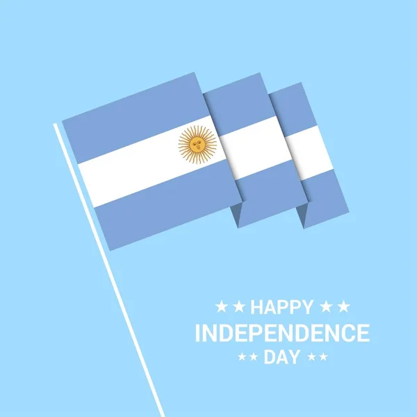 Desain Tipografi Hari Kemerdekaan Argentina Dengan Vektor Bendera - Stok Vektor